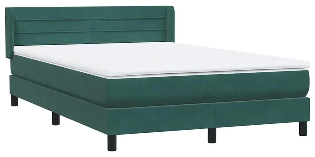 Box Cama primavera com Colchão Verde Escuro 140x210 cm Veludo