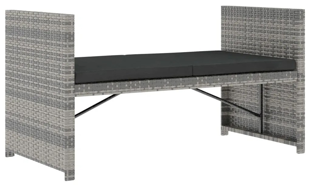 5 pcs conjunto lounge de jardim c/ almofadões vime PE cinzento