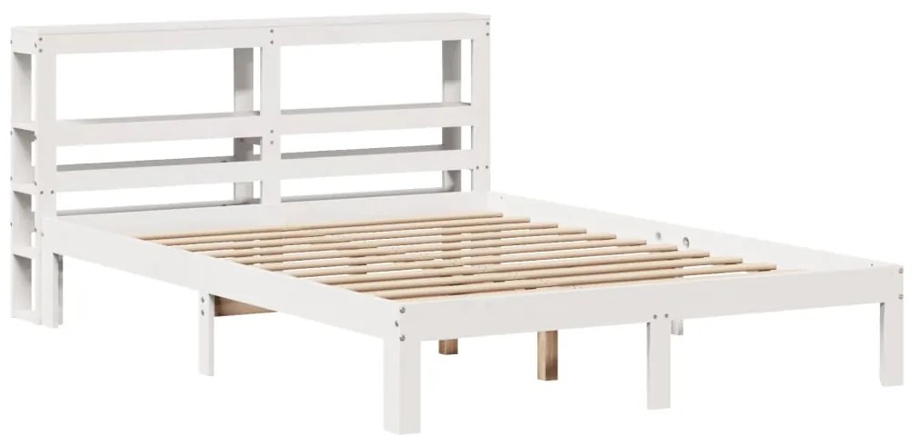 Estrutura de cama c/ cabeceira 150x200 cm pinho maciço branco