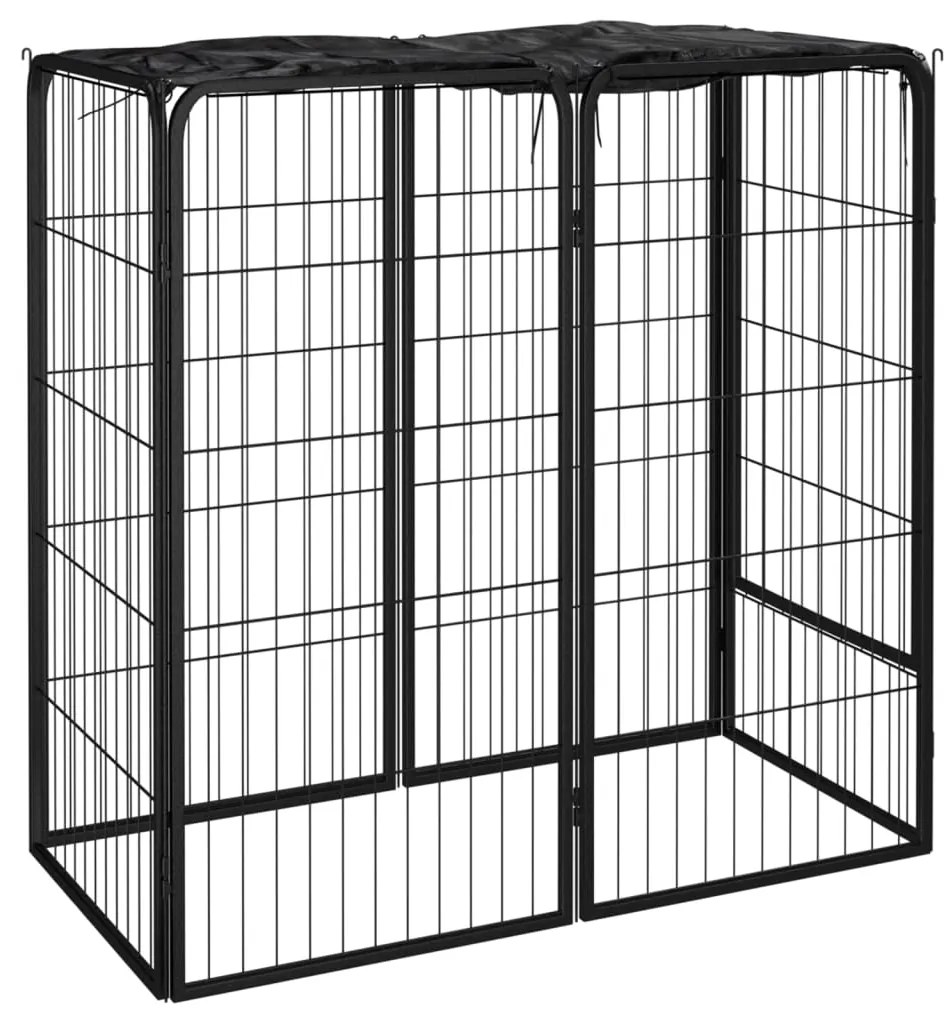 vidaXL Canil com 6 painéis 50x100 cm aço revestido a pó preto