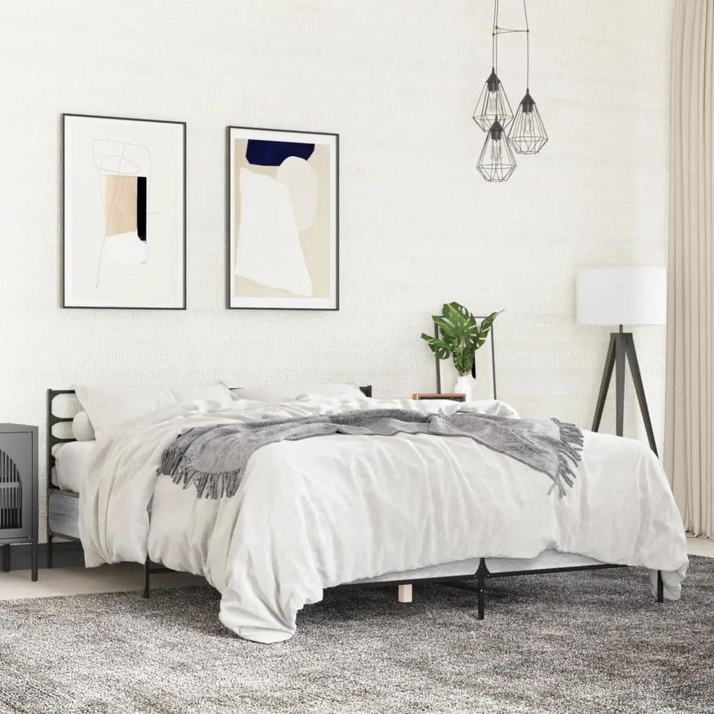 vidaXL Estrutura de cama 150x200 cm derivados madeira/metal