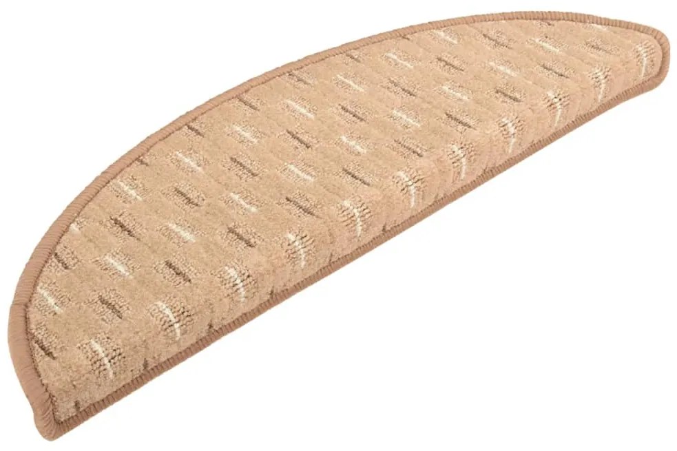 Tapete/carpete para degraus 15 pcs 56x17x3 cm castanho-claro