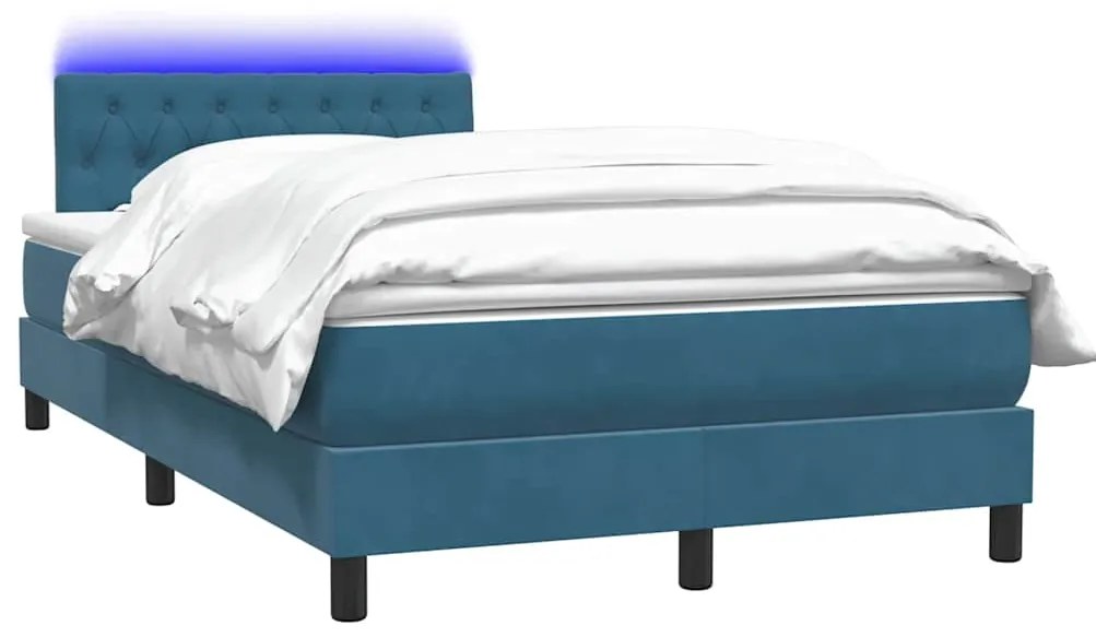 Cama com molas/colchão 120x210 cm veludo azul-escuro