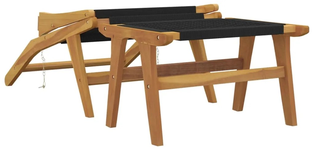 Cadeira de jardim c/ apoio de pés teca maciça/poliéster