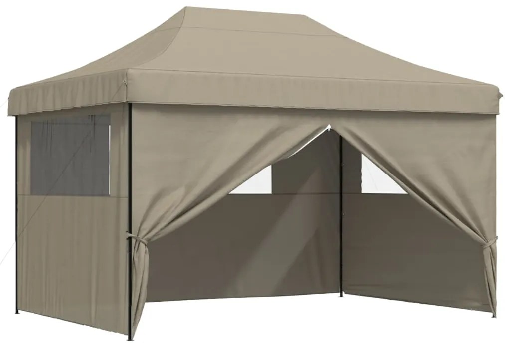 Tenda p/ festas pop-up dobrável c/ 4 paredes cinza-acastanhado