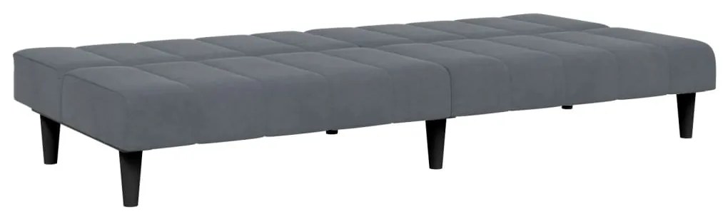 Sofá-cama 2 lugares c/ apoio de pés veludo cinzento-escuro
