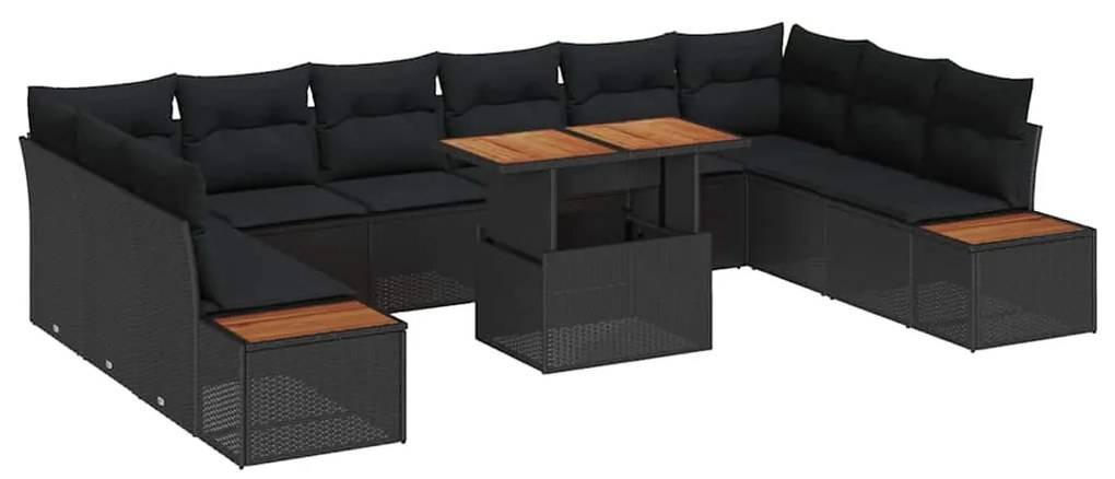 Conjunto de Jantar de Jardim de 11 Peças com Almofadas de Rattan Sinté