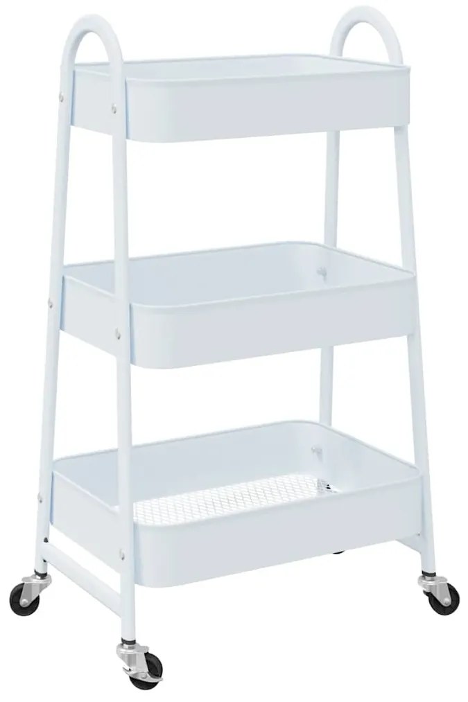 Carrinho de arrumação com 3 níveis 42x41,5x77 cm aço branco