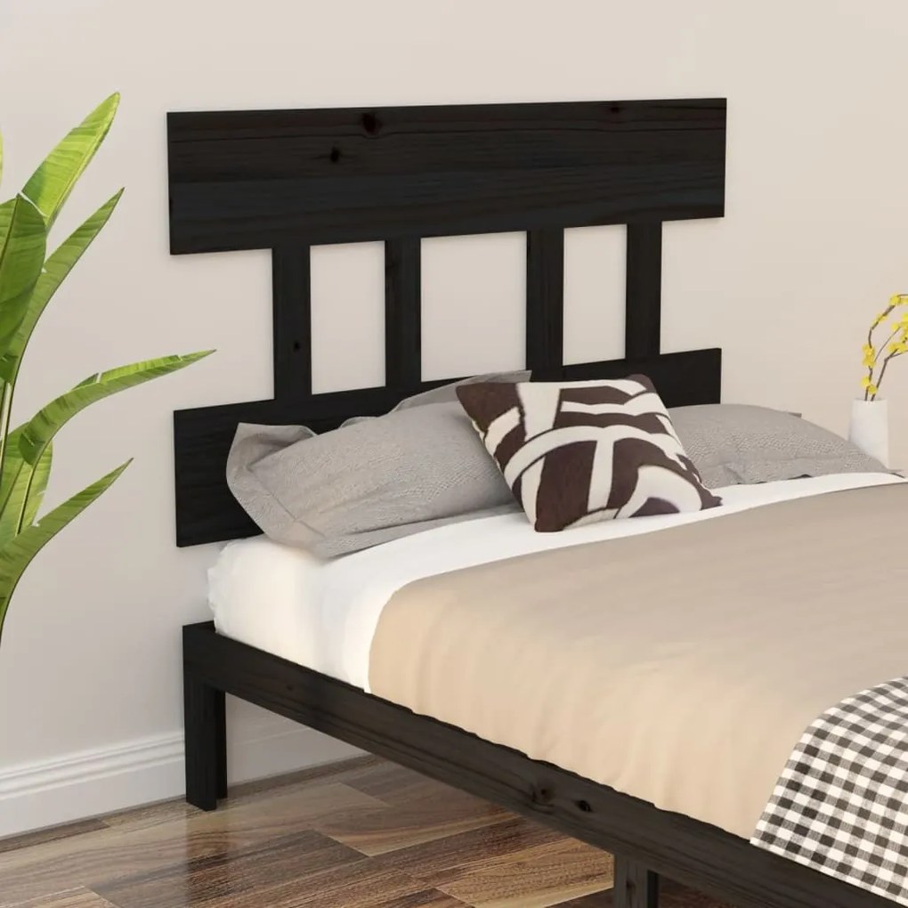 Cabeceira de cama 103,5x3x81 cm pinho maciço preto