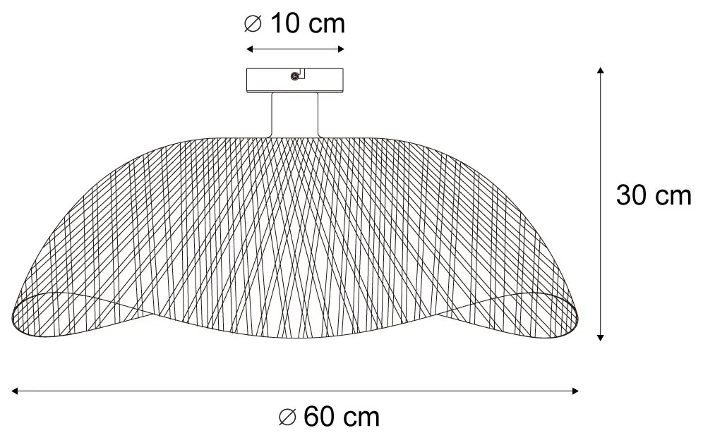 Candeeiro de Teto Art Déco Preto em Bambu 60 cm - Alka
