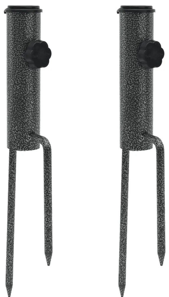 Suportes de guarda-sol c/ espigões 2 pcs 9x35cm aço galvanizado