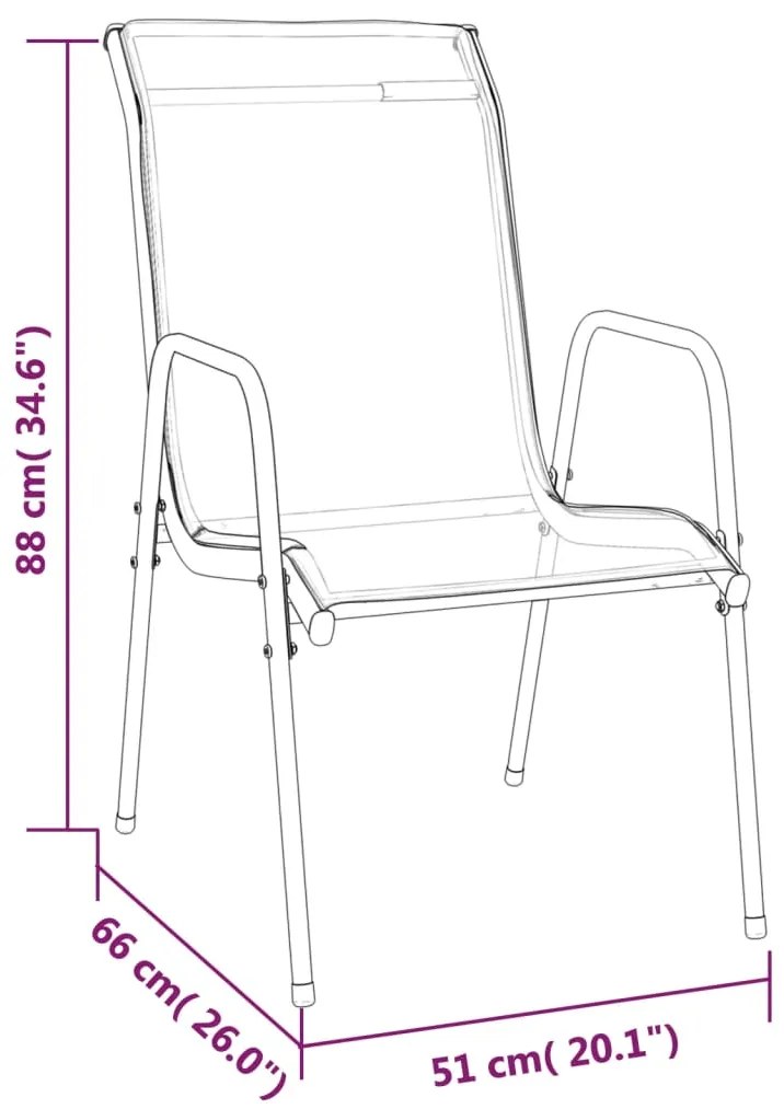 3 pcs conjunto de jantar para jardim aço e textilene preto