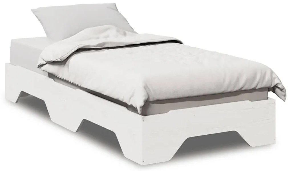 vidaXL Cama sem colchão empilháveis 100x200 cm madeira maciça branco