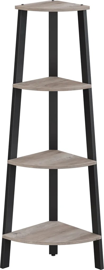 Estante de canto com 4 prateleiras 34 x 34 x 125 cm preto-greige