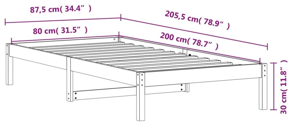 Sofá-cama 80x200 cm madeira de pinho maciça castanho cera