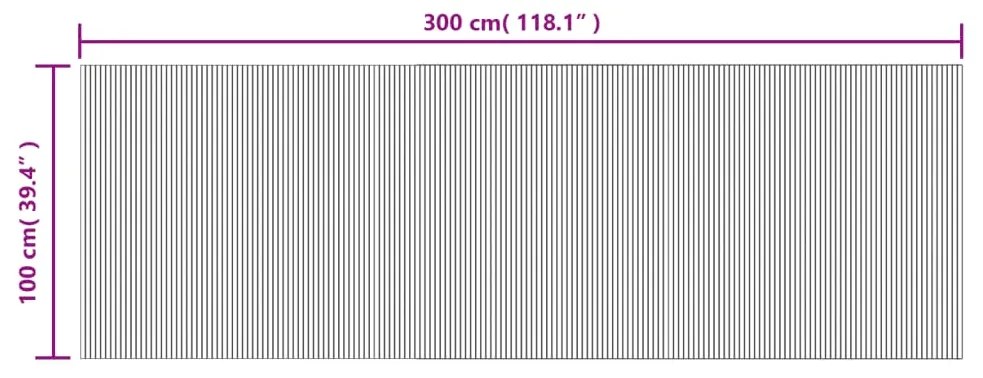 Tapete retangular 100x300 cm bambu cor natural clara