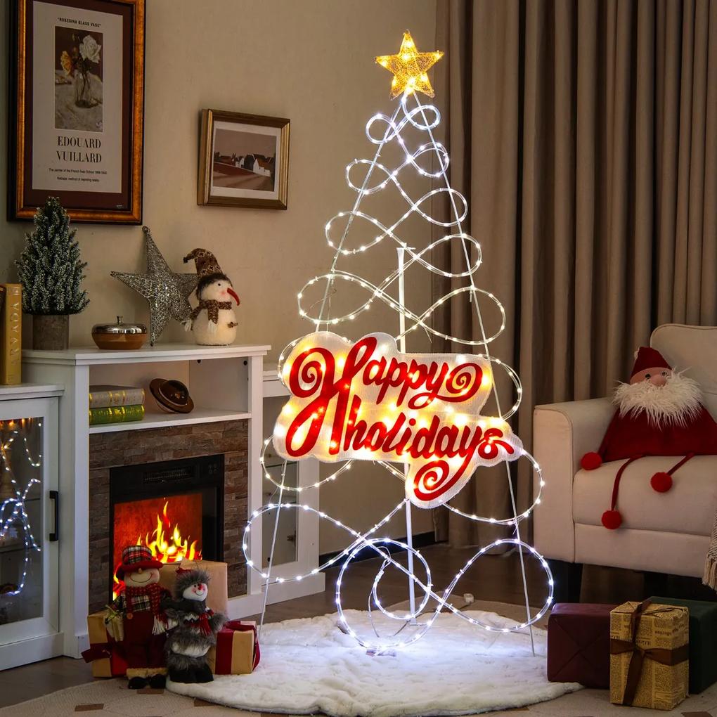 Árvore de Natal colorida de 170 cm com 216 luzes LED 6 modos de luz para decoração