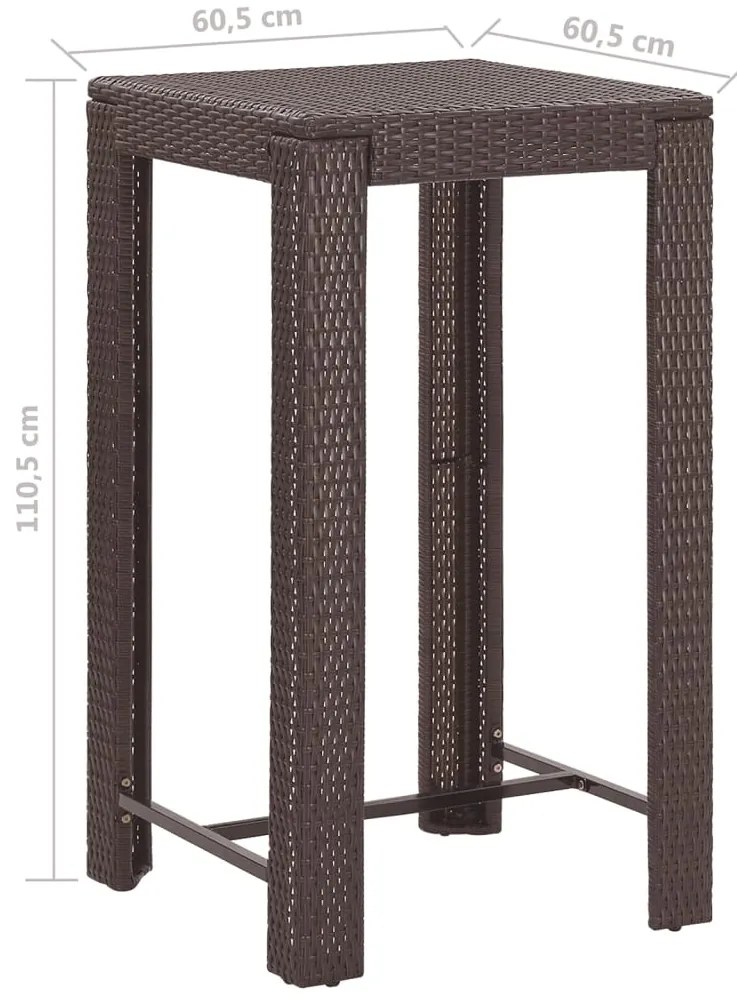 5 pcs conjunto de bar p/ jardim com almofadões vime PE castanho