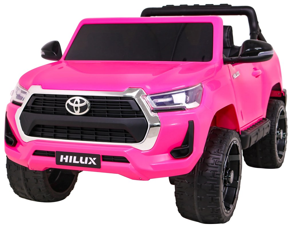 Carro elétrico para Crianças Toyota Hilux 12V 4x4 Rodas Espuma EVA, Assento couro ecológico Rosa