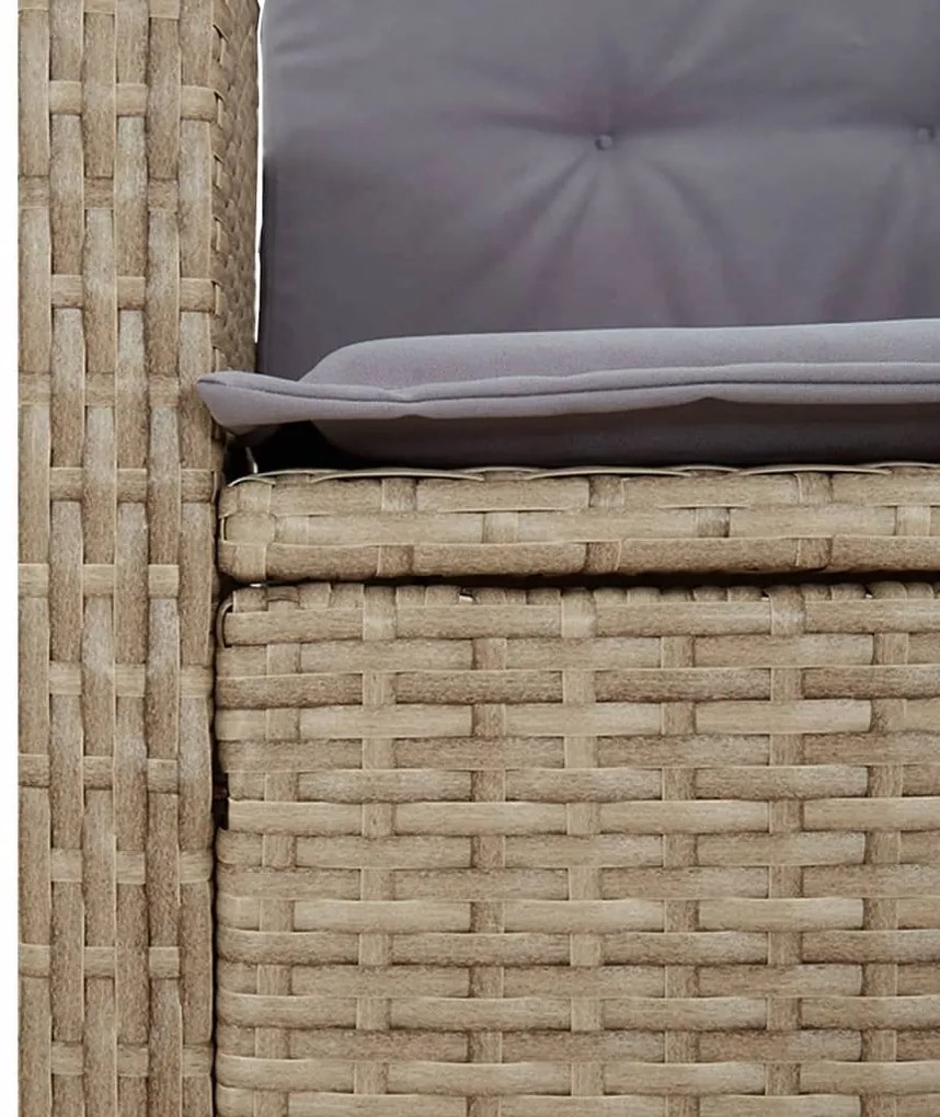 3 pcs conj. jantar jardim c/ almofadões vime PE bege misturado