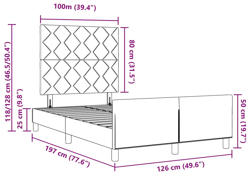 Cama vidaXL Azul 120x190 cm em Tecido