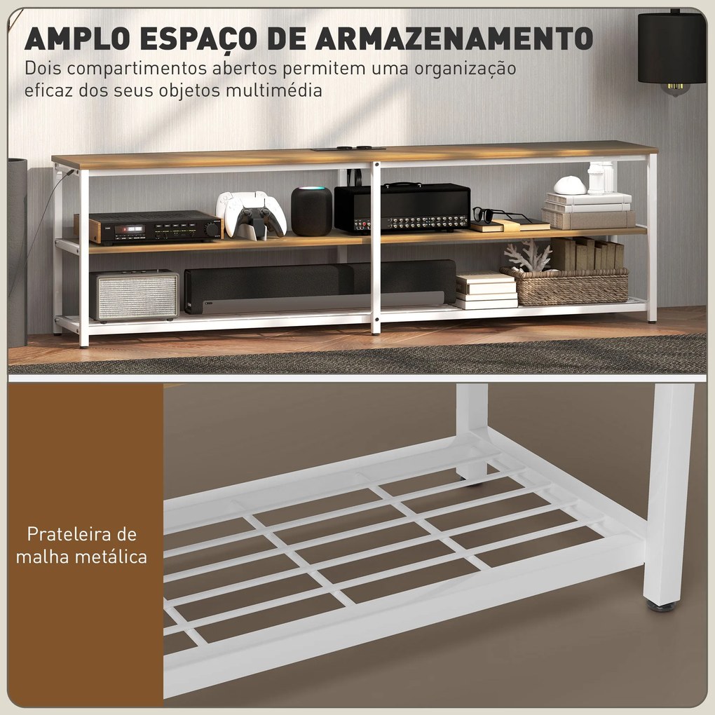 Móvel de TV Estilo Industrial Móvel de TV para Sala de Estar com Luzes