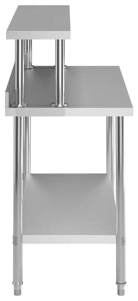 Mesa trabalho cozinha c/ prateleira 120x60x120cm aço inoxidável