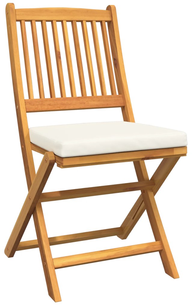 Cadeiras de Jardim Dobráveis vidaXL com Almofada Branca 4pcs de Madeir