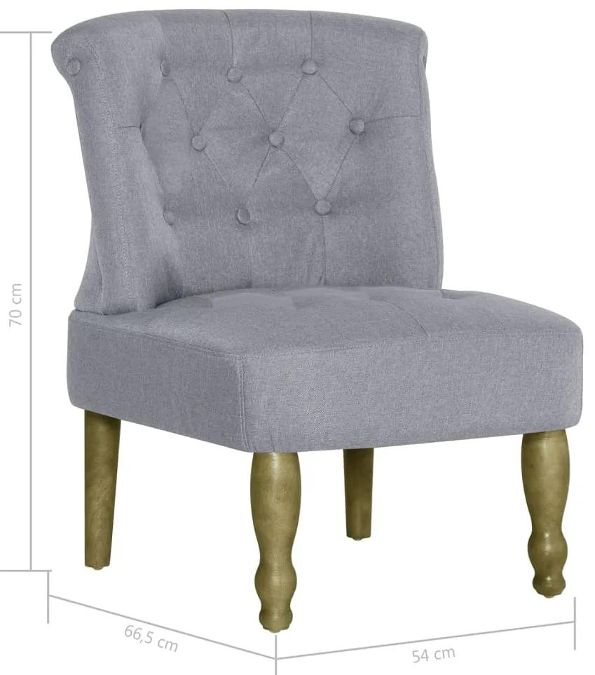 Cadeiras francesas 2 pcs tecido cinzento-claro