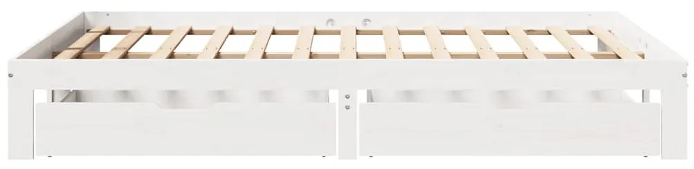 Estrutura de cama com gavetas 140x190 cm pinho maciço branco