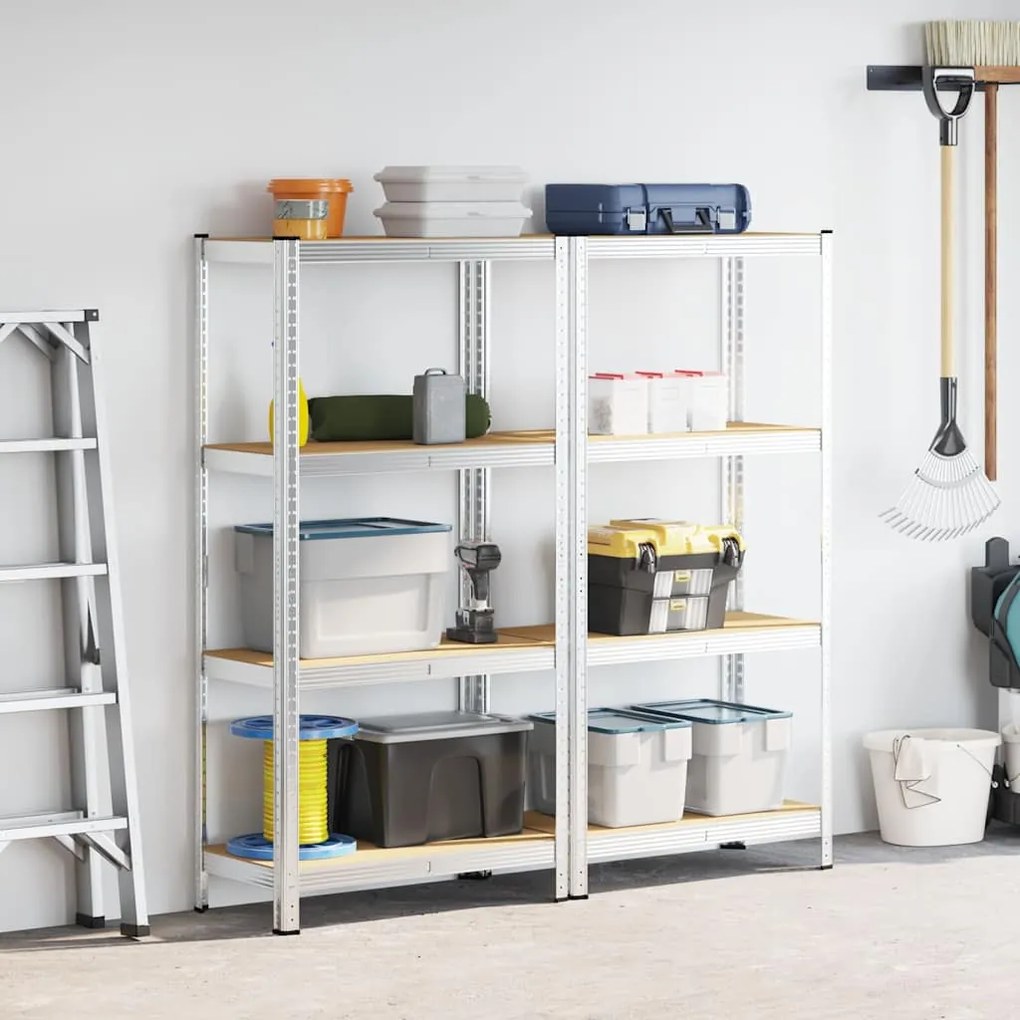 Prateleiras de armazenamento de 4 camadas 2 pcs aço prateado