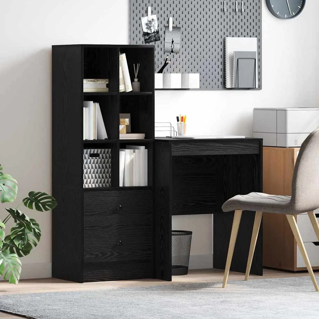 mesa com Armazenamento Carvalho Preto Madeira Engenheirada