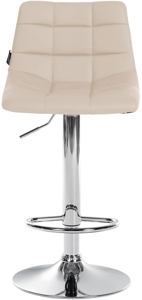 Banco de bar Jerry em couro sintético com estrutura cromada 87-108,5 x 43 x 46,5 cm Creme
