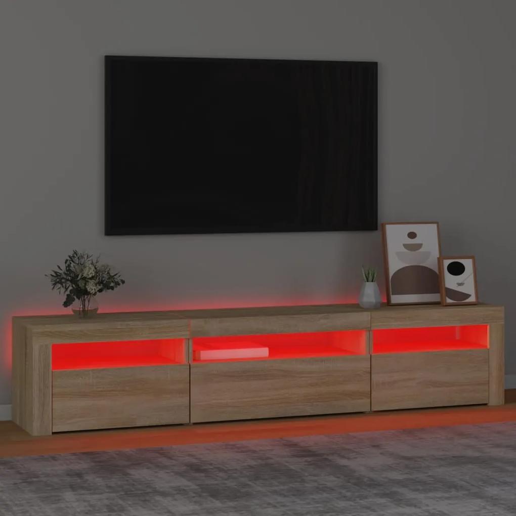 Móvel de TV Sophia com Luzes LED de 195cm - Carvalho - Design Moderno