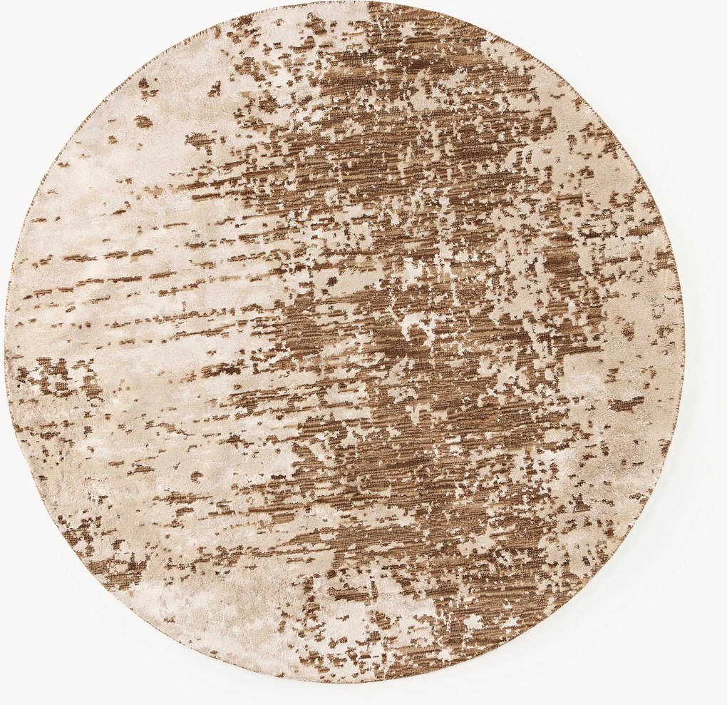 Tapete redondo de lã artesanal com padrão abstrato Cynthia