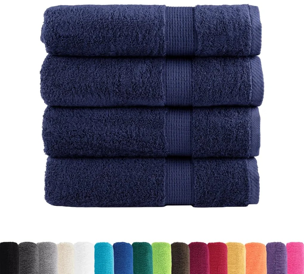 Toalhas banho premium SOLUND 4pcs 70x140cm 600gsm azul-marinho
