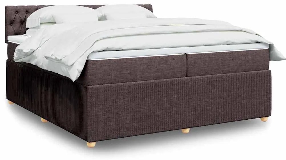 vidaXL Cama com molas/colchão 200x200 cm tecido castanho-escuro