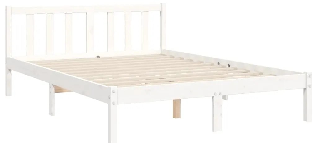 Cama sem colchão 140x200 cm madeira de pinho maciça branco