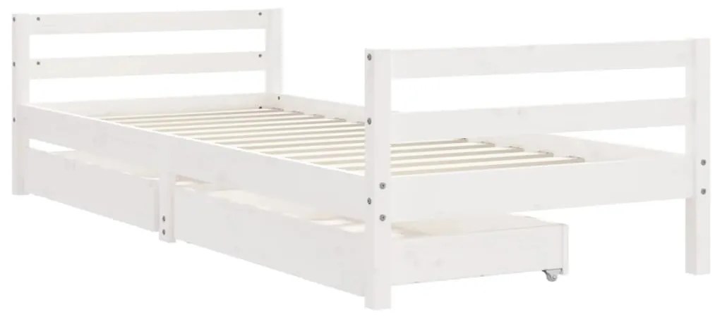 Estrutura cama infantil c/ gavetas 80x200cm pinho maciço branco