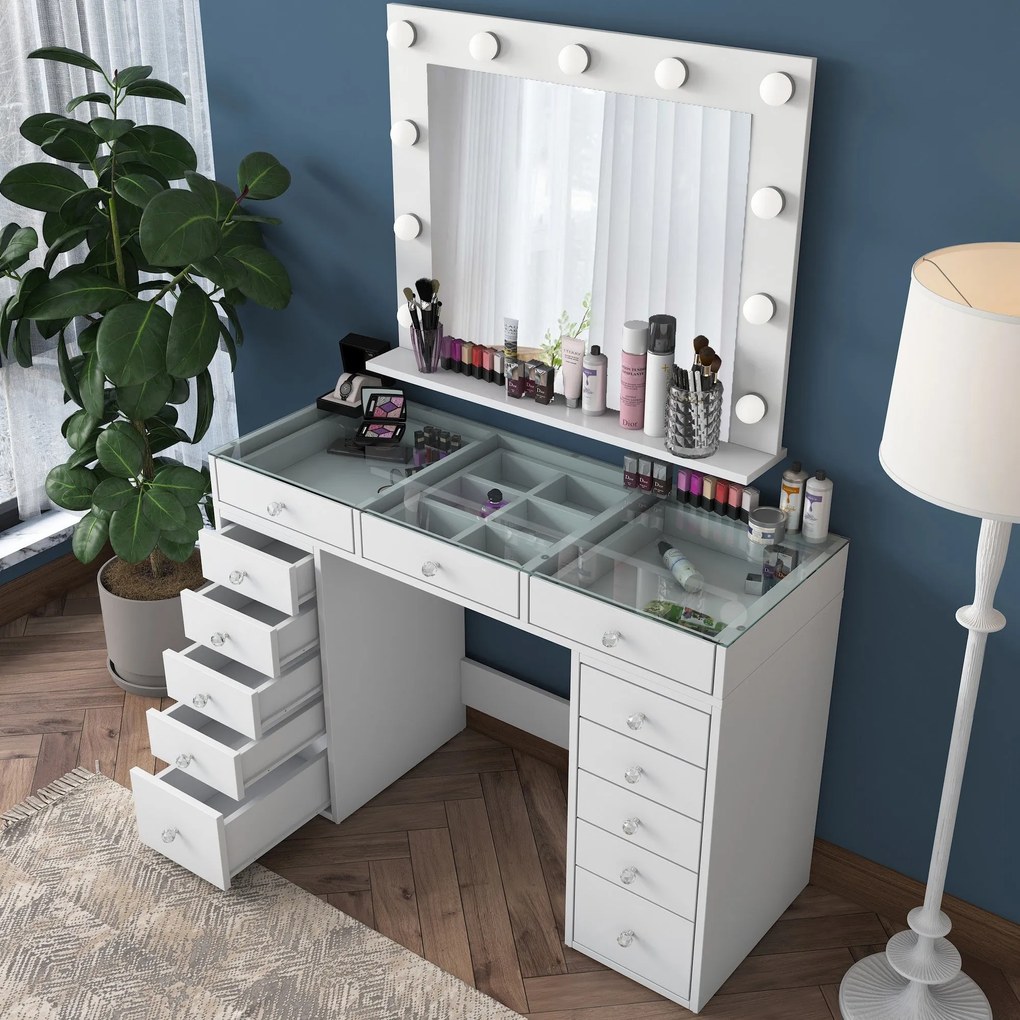 Mesa de Maquilhagem BJ118 – Branco – 120x79,8x44,5 cm