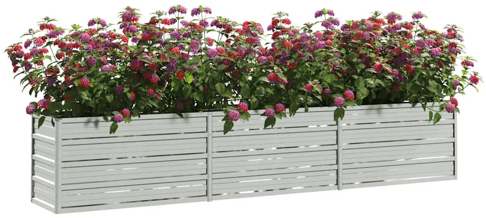 Canteiro elevado de jardim 240x40x45cm aço galvanizado prateado