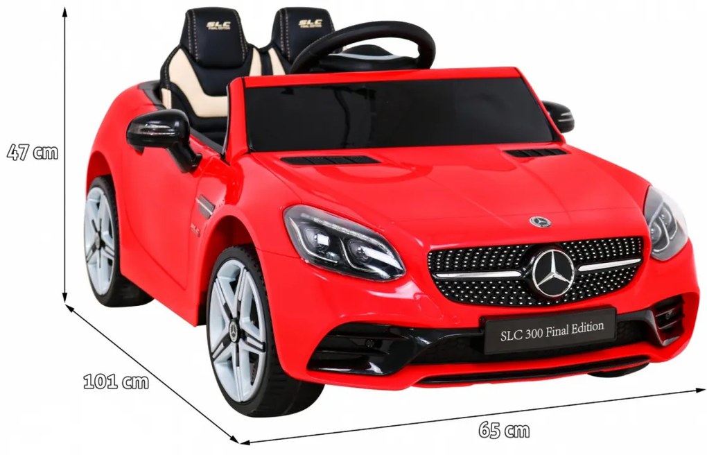 Carro elétrico para Crianças 12V Mercedes BENZ SLC300 Rodas de EVA, Assento de couro Vermelho