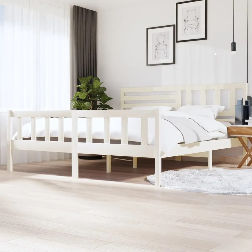 vidaXL Estrutura de cama 200x200 cm madeira maciça branco
