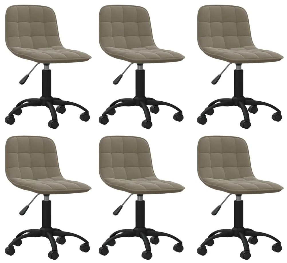 vidaXL Cadeiras de jantar giratórias 6 pcs veludo cinzento-claro