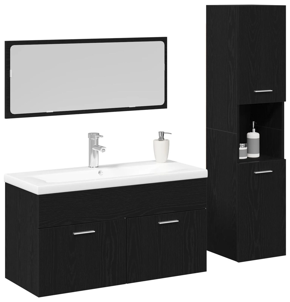 Conjunto de Móveis para o Banheiro vidaXL de 2 Peças Carvalho Preto Ma