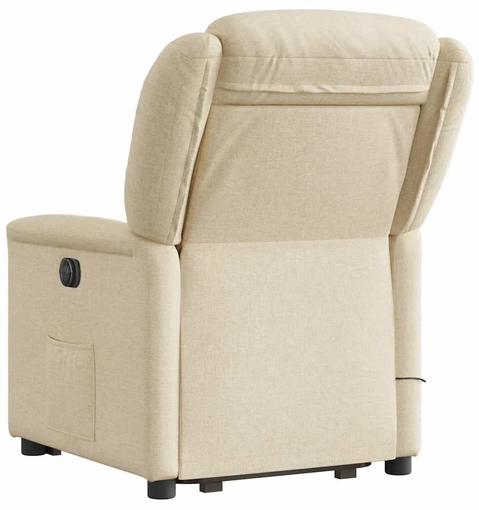 Poltrona elétrica elevatória massagens tecido creme