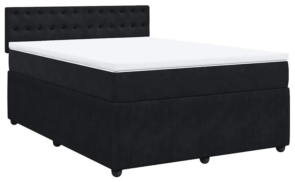 Cama com molas/colchão 140x190 cm veludo preto