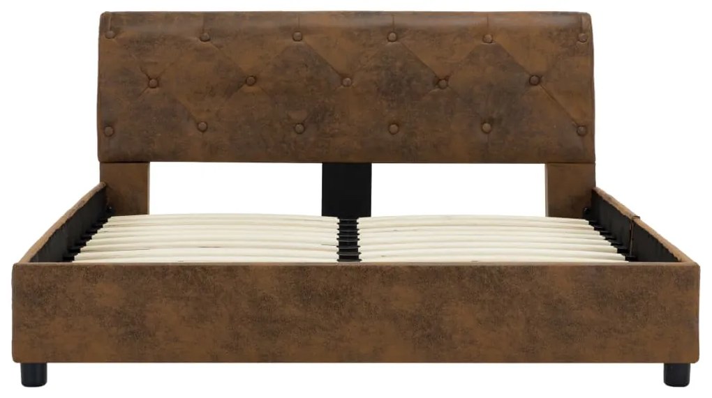 Estrutura de cama 140x200 cm camurça artificial castanho