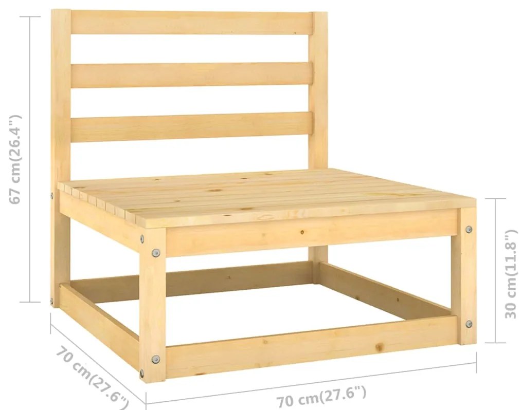 6 pcs conjunto lounge de jardim com almofadões pinho maciço