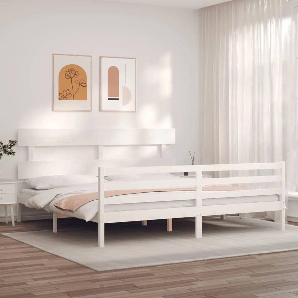 Estrutura cama Super King Size c/ cabeceira madeira branco
